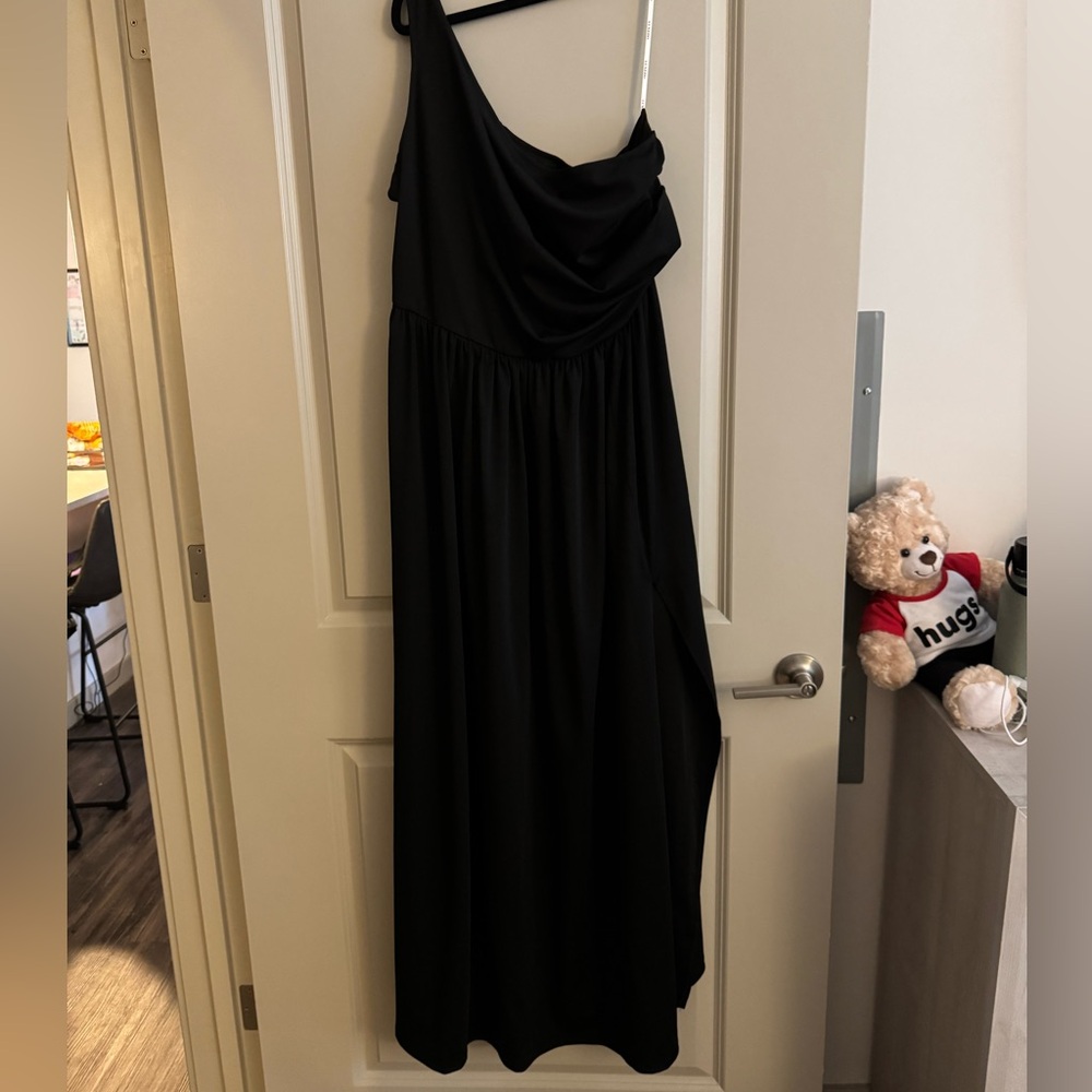 Azazie one shoulder black formal dress